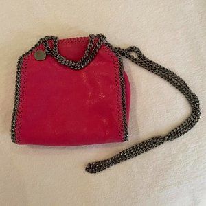 STELLA McCARTNEY tiny Falabella hot pink fuchsia crossbody handbag silver chain